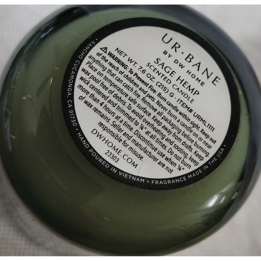 UR BANE DW Home Jar Candle DISCONTINUED SCENT SAGE HEMP - Picture 12 of 14